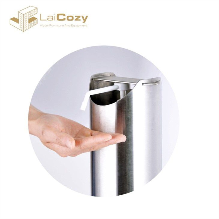 Soporte de dispensador de desinfectante de manos de acero inoxidable para suelo de 1 litro